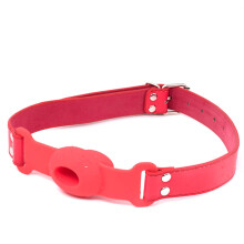Game Silicone Mouth Ball With Adjustable Leather Strap B125 Red