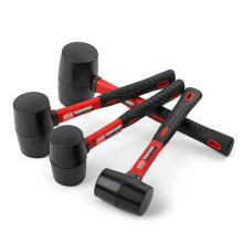 Heavy Duty Mallet Rubber Hammer For Ceramic Tile Installation Fiberglass Soft Round Head 16 Oz 230mmx30mm Black And Red