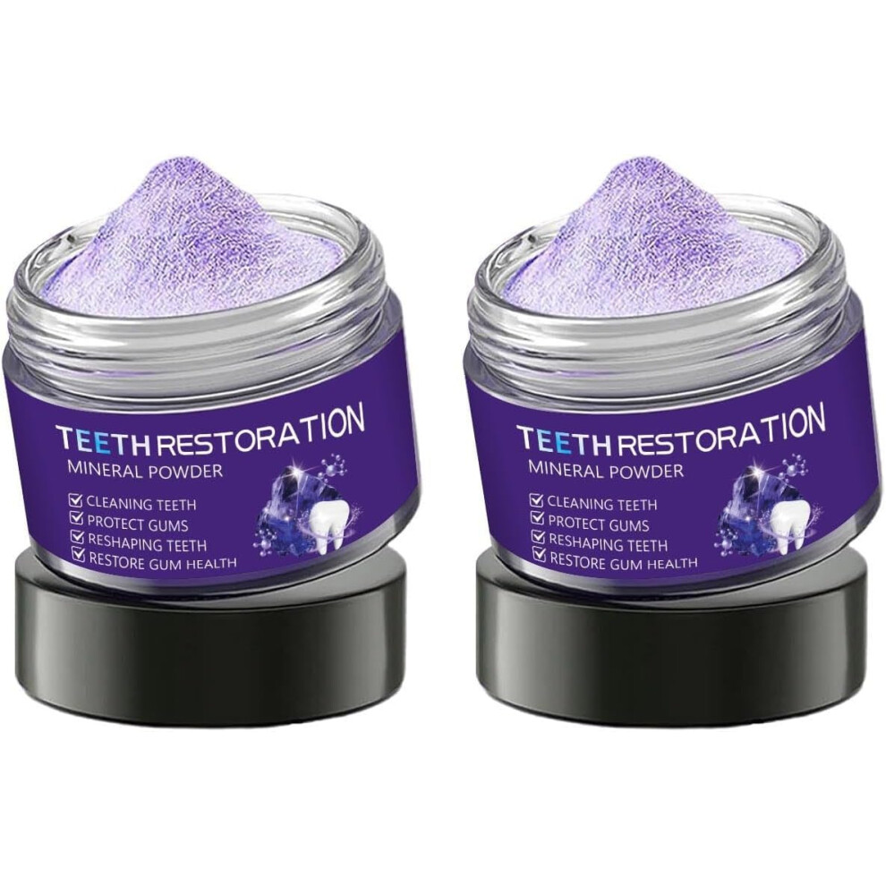 Purple Tooth Powder, 2-Pack, Natural Teeth Strengthening And Gum Care, Stain Removal And Whitening, Fresh Breath