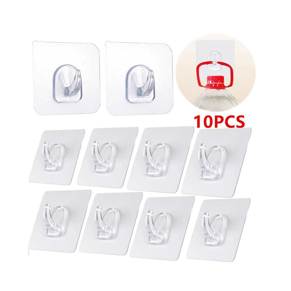 (Clear, 10Pcs) Transparent Self Adhesive Hooks, 10Pcs Strong Sticky Hooks, Key Storage Hanger For Kitchen Bathroom Door Wall 5071832472414