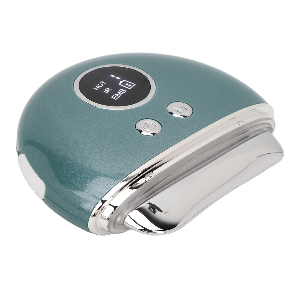 Green Electric Gua Sha Massager With Colorful Lights, Micro Current, 500Mah Battery