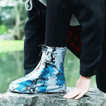 Camouflage Blue PVC Overshoes Waterproof Foldable Ankle High XL
