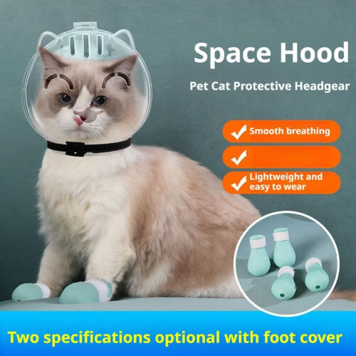 Clear Cat Muzzle for Grooming Breathable Adjustable Anti-Bite Muzzle Helmet For Bathing Vet Injections (White Small) 1