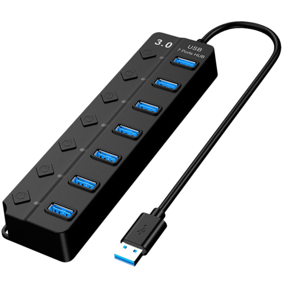 Usb Hub With Usb 3.0 High-Speed Ports Splitter Extender For Laptop And Desktop Independent Port Control Led Indicator 9393856667680