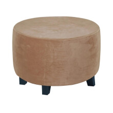 Elastic Velvet Round Ottoman Cover Light Brown Fits 73-105 CM Ottoman SolidFootrest Slipcover Bedroom Decor