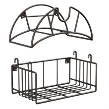 Garden Hose Storage Rack Wall Mounted Metal Organizer With Tool Basket Outdoor Hose Holder For Garden Watering Equipment