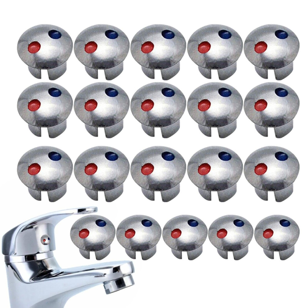 Hot And Cold Indicator 20-Piece Faucet Handle Index Buttons, Silver Finish, For Standard Kitchen Faucets 9067246358587