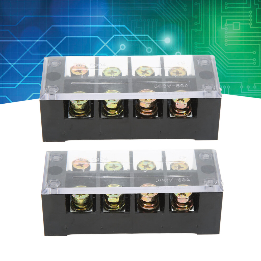 60A 600V 4-Position Terminal Strip Block With Pc Shell For High Current Use 4631356258935