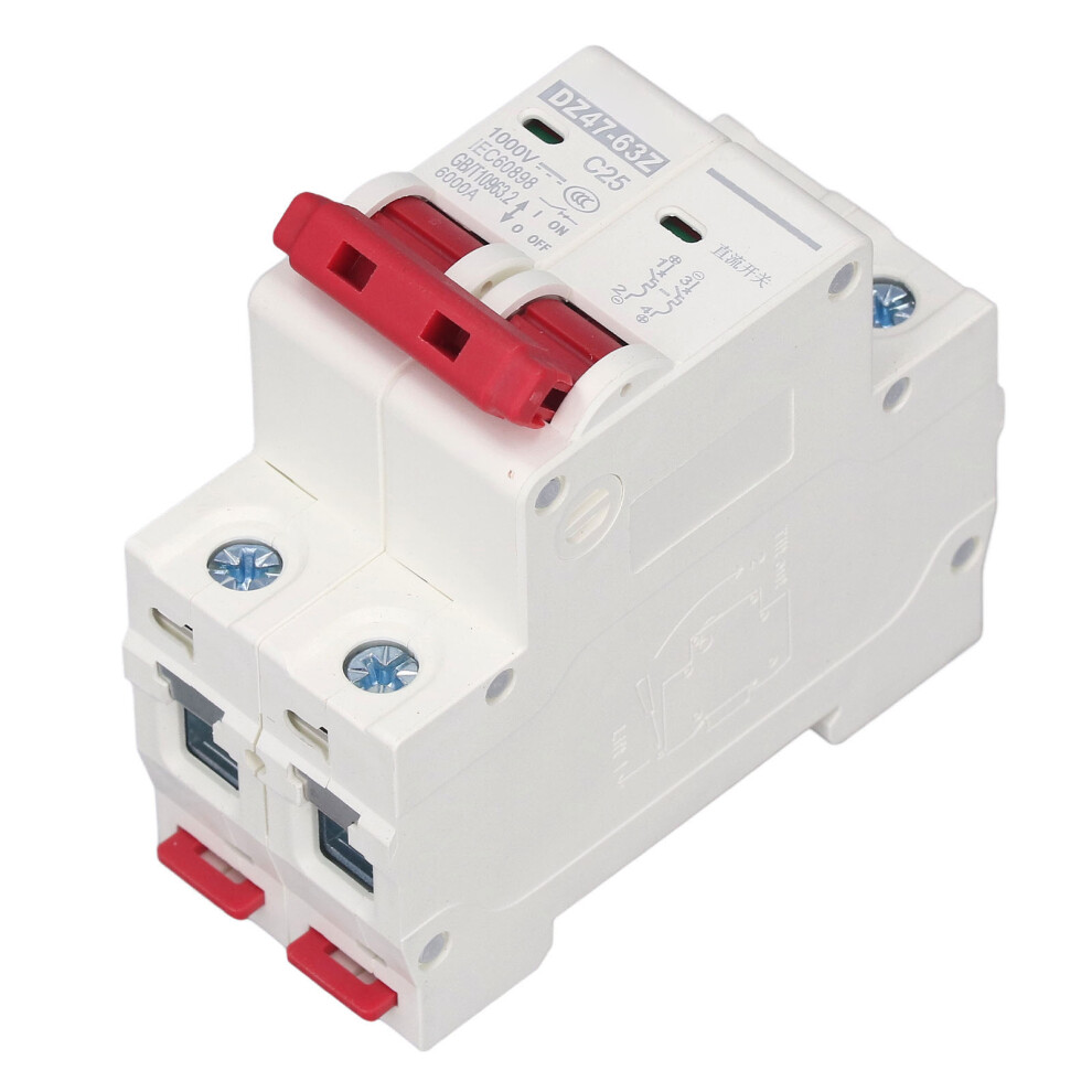 Rugged Dc 1000V 2P Circuit Breaker 25A Mcb Din Rail Protection Switch 6000A 9391356259138