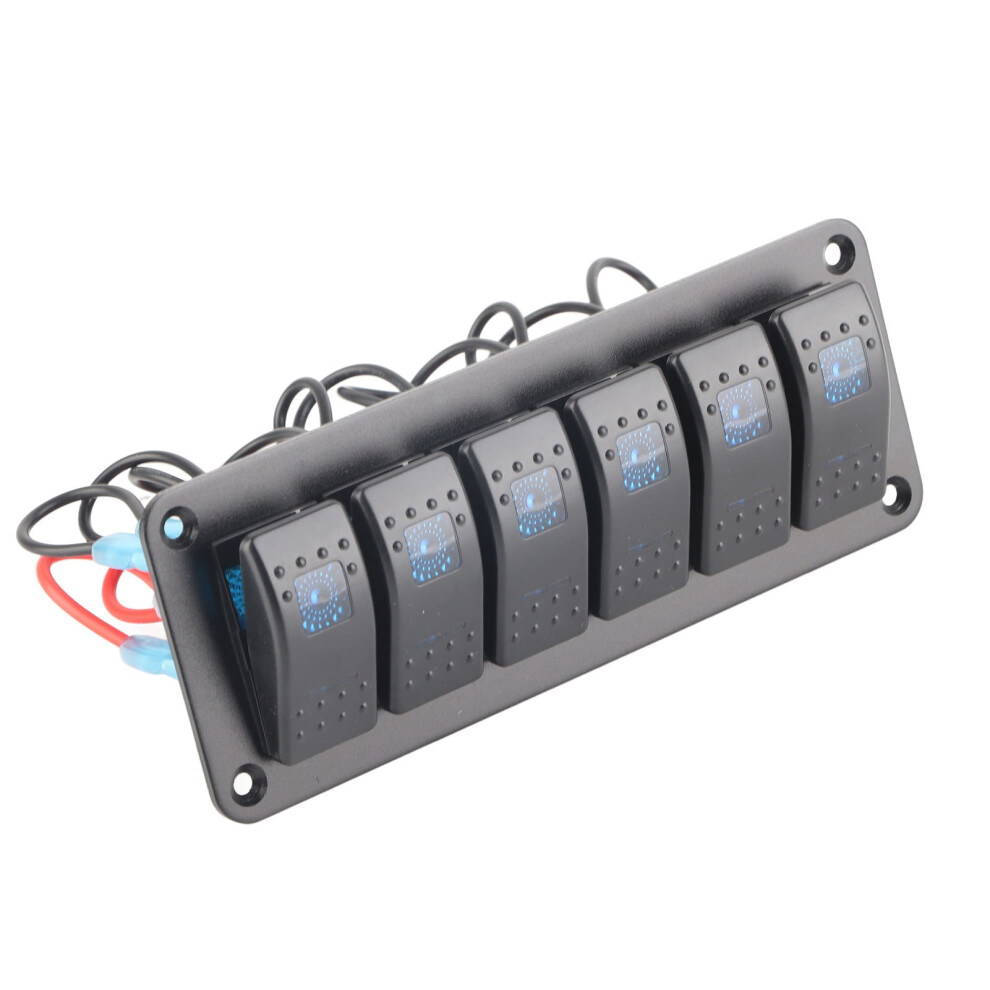 6 Gang Led Backlit Waterproof Rocker Switch Panel For Car Marine Rv Utv Blue 4981356259280
