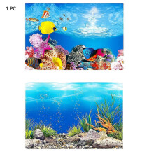 (As show, M) ZHOUBA Aquarium Background Poster Ocean Self-adhesive Fish Tank Backdrop Sticker Decor x