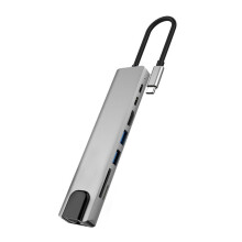 TypeC Docking Station RJ45 100M Ethernet USB Hub PD 100W Aluminum Alloy