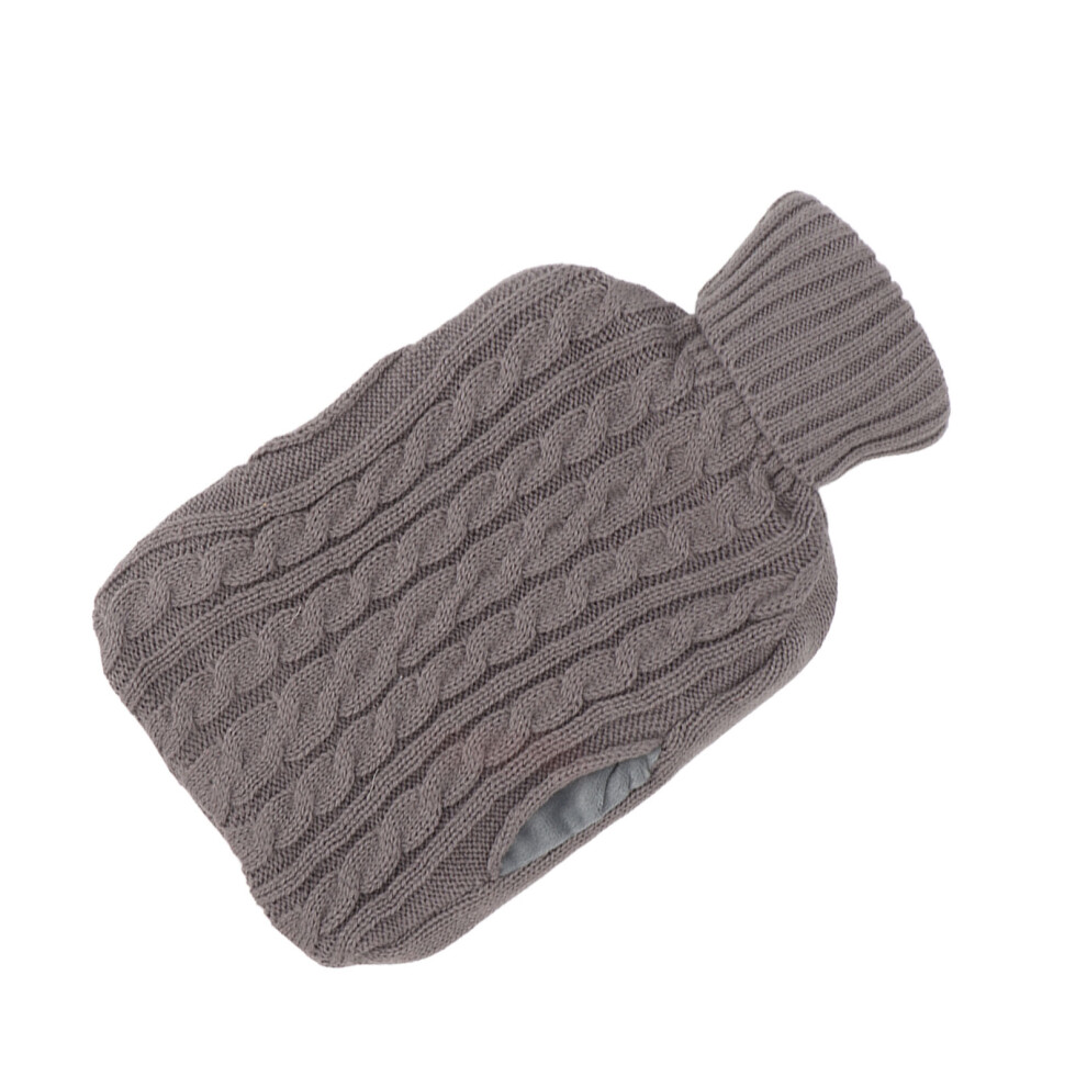 Grey Classic 2L Hot Water Bottle With Knitted Cover For Pain Relief