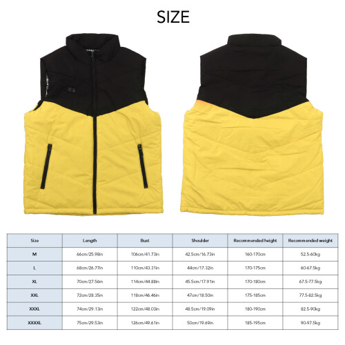 Chaleco calefactable de 11 zonas XXXXL negro/amarillo USB 2