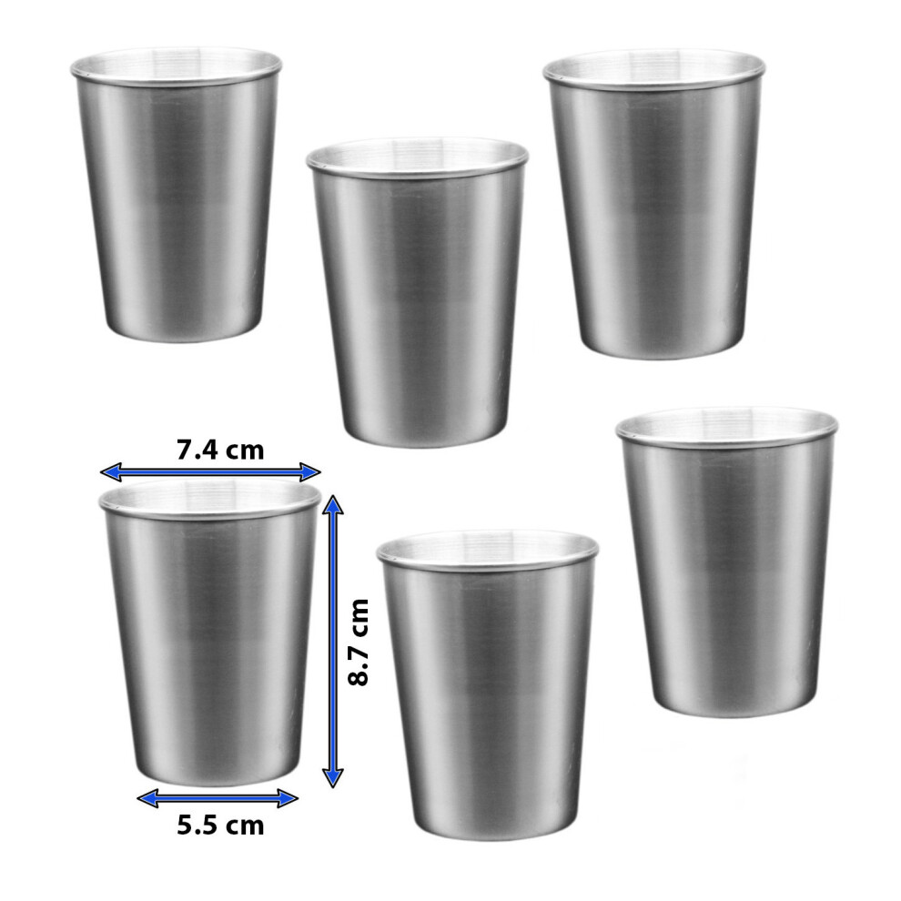 Set Of 6 Stainless Steel Cups, 230 Ml, With Rolled Edge 8719762758938
