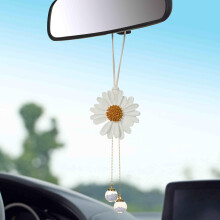 Daisy Car Hanging Ornaments Sunflower Rear View Mirror Charm White Daisy Car Ornament For Women Gift Car Interior Decor