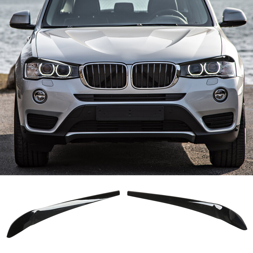Gloss 2Pcs Headlamp Eyebrow Covers For X3 F25 X4 F26 Black 6931356265192