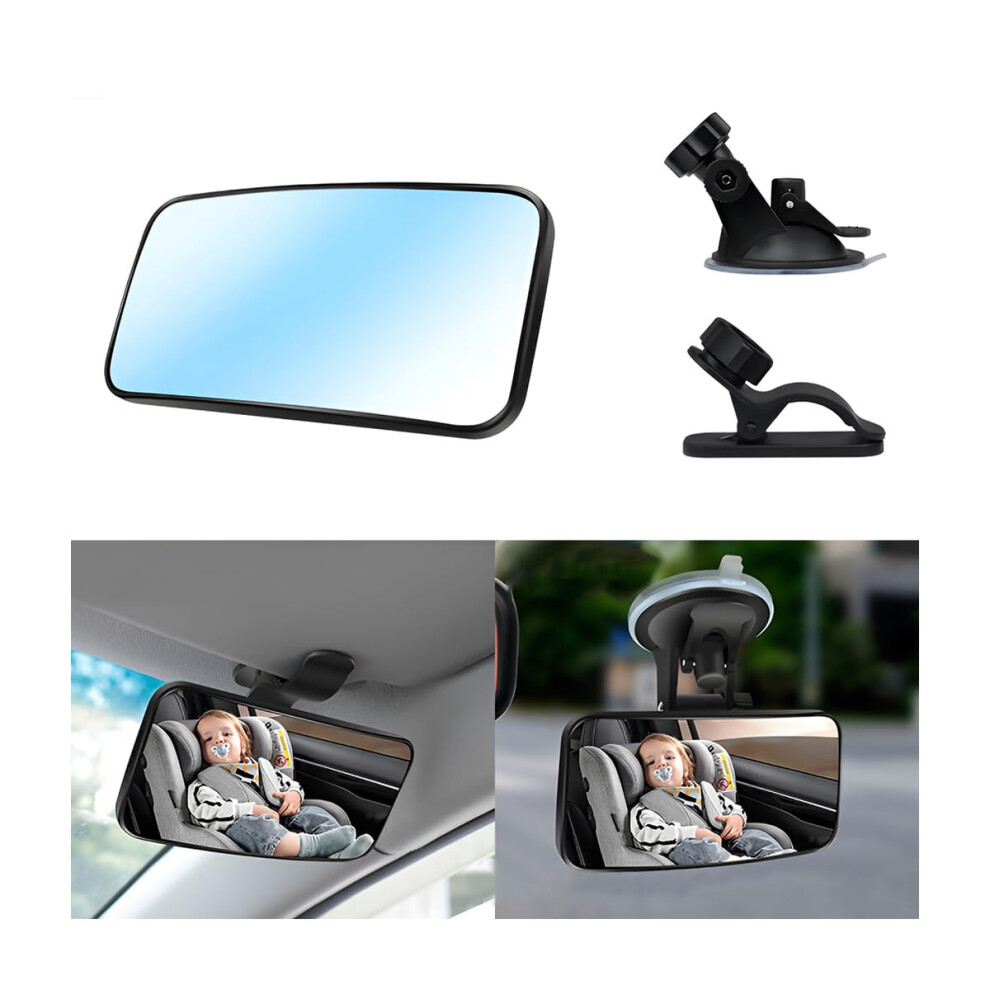 Car 360 Degree Rear Seat Mirror With Suction Cups And Clamp, Plastic Rear View Mirror For Car And Van, Backseat Mirror 9393856670154