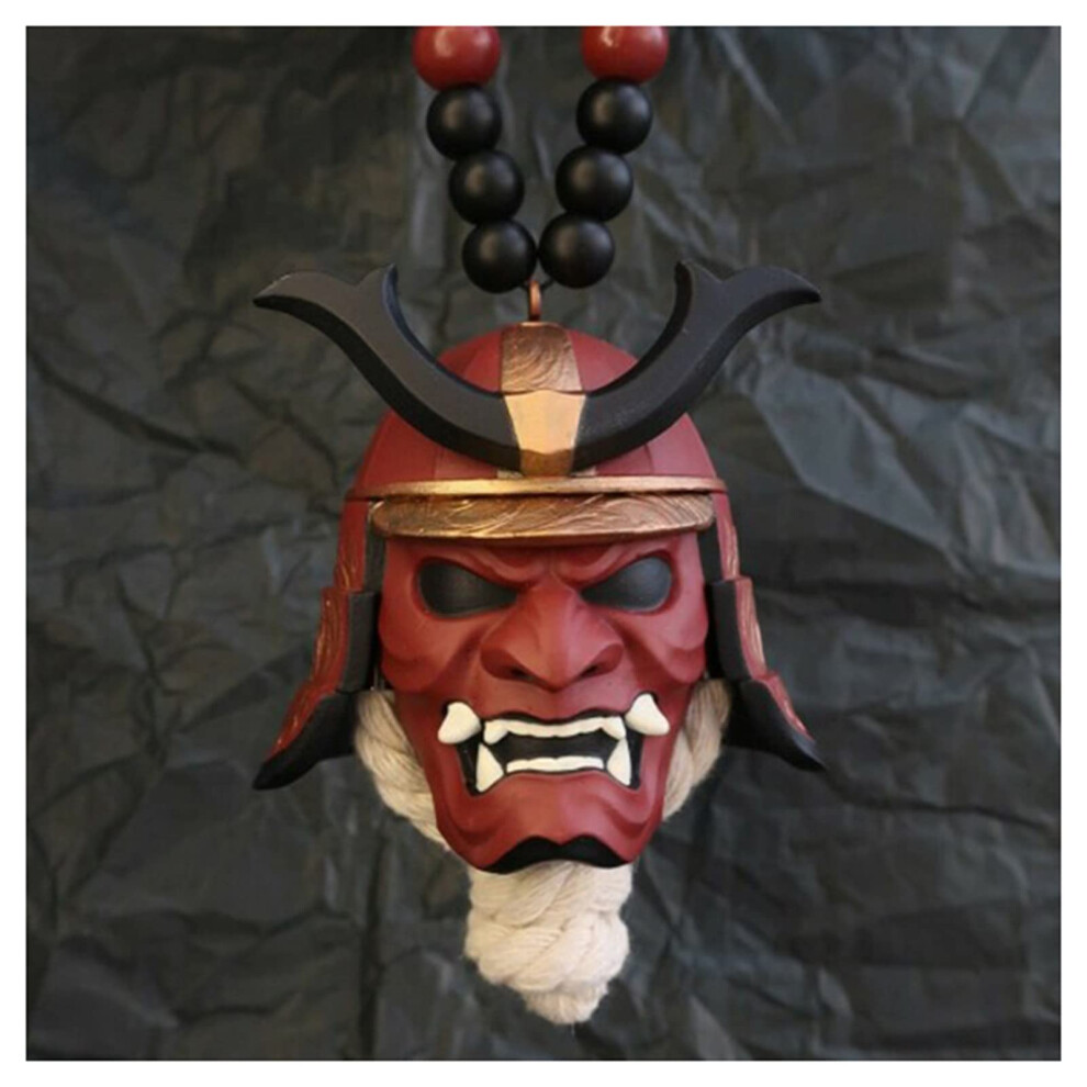 Hannya Japanese Oni Mask Pendant Car Rearview Mirror Auto Ornament Samurai Kabuto Helmet Red 9067246360009