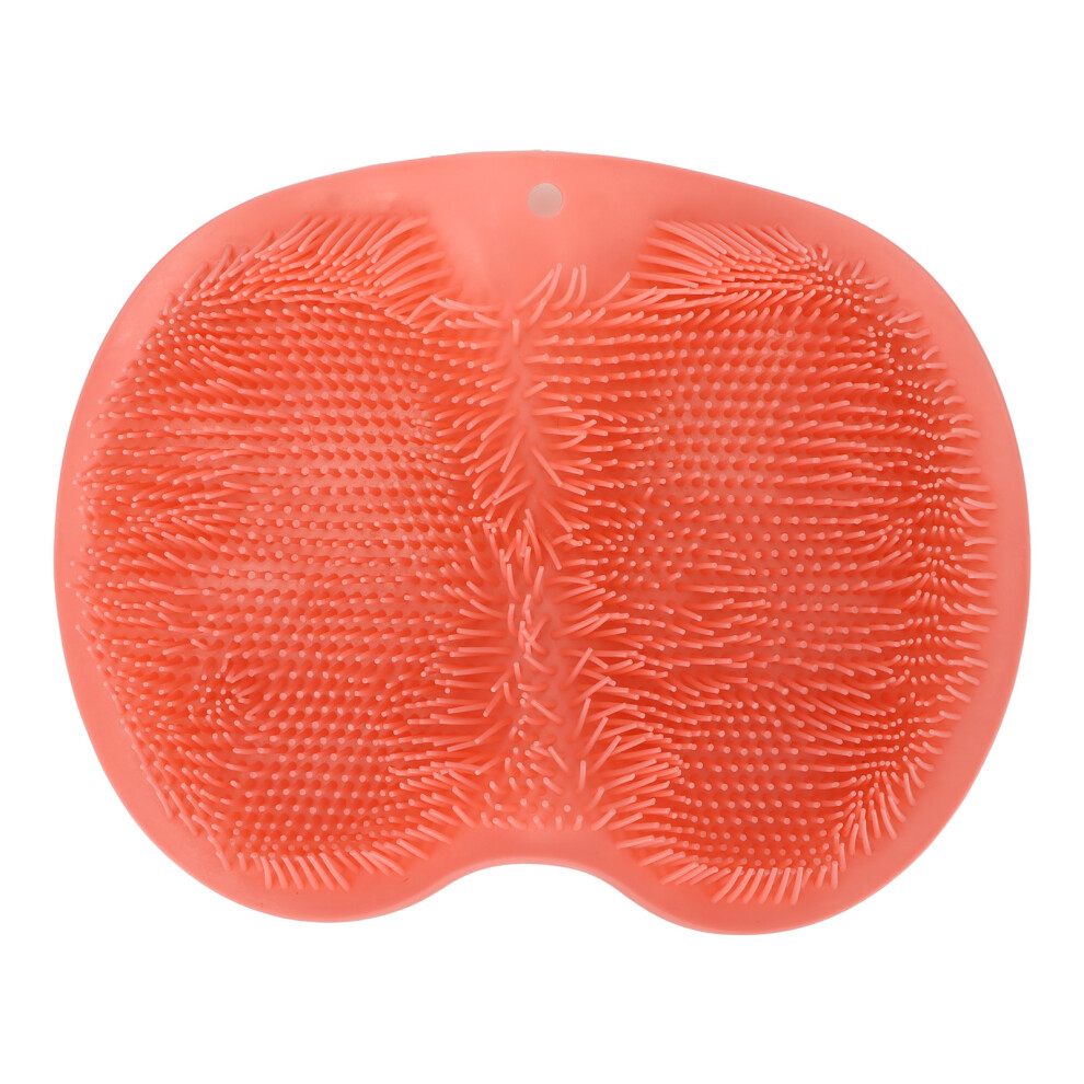 Unisex Red Silicone Shower Foot Scrubber Mat With Suction Cups Â Skid-Resistant