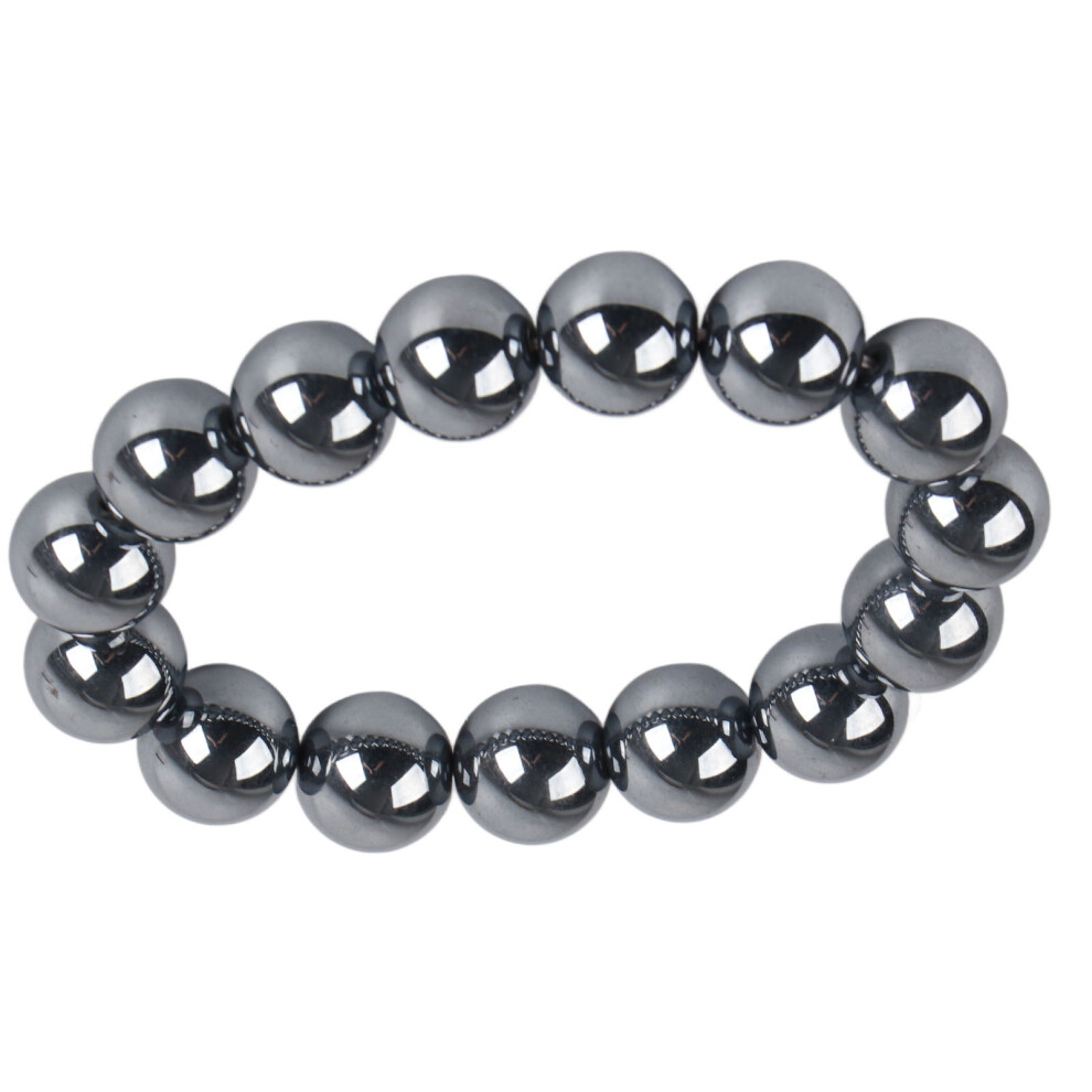 Terahertz Bracelet Energy Stone 14mm Round Beads Unisex Healing Stretch