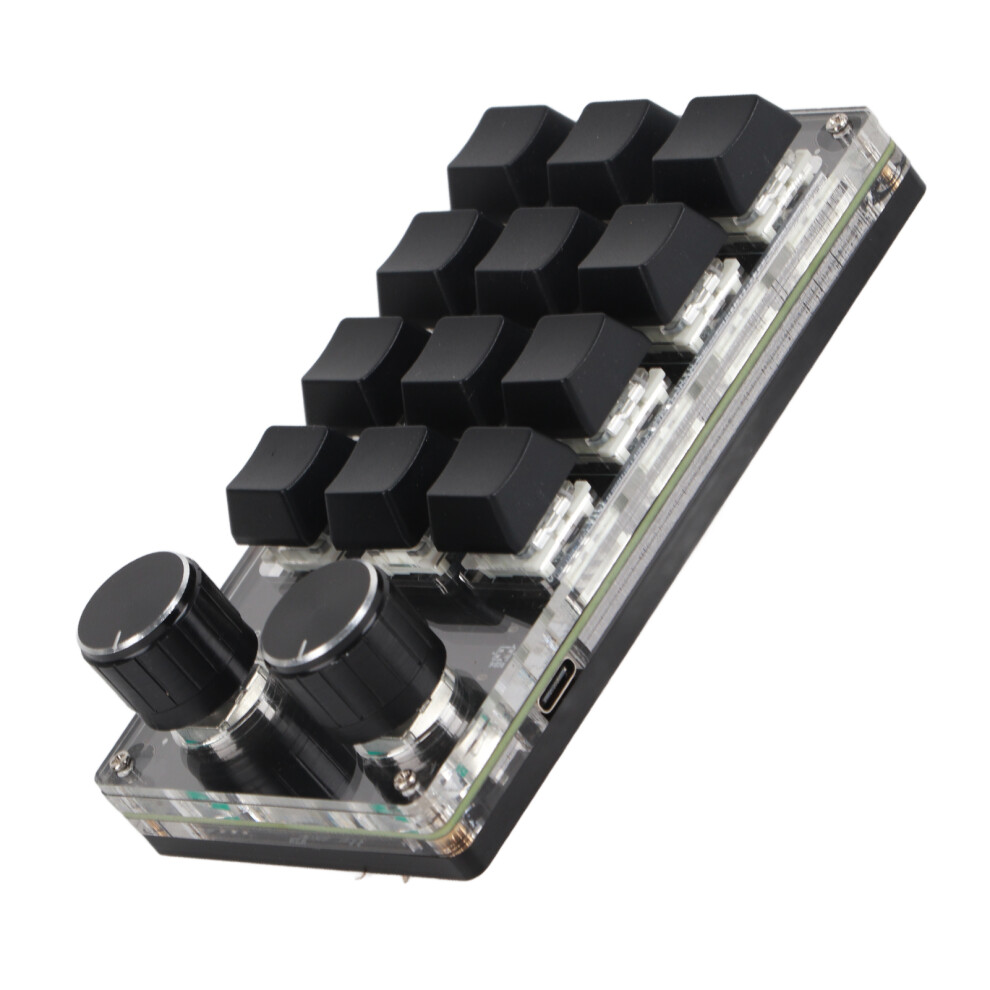 Programmable Macro Keyboard 2 Knobs Switch 12 Keys Rgb 132X77x38mm Blue 8771356267189