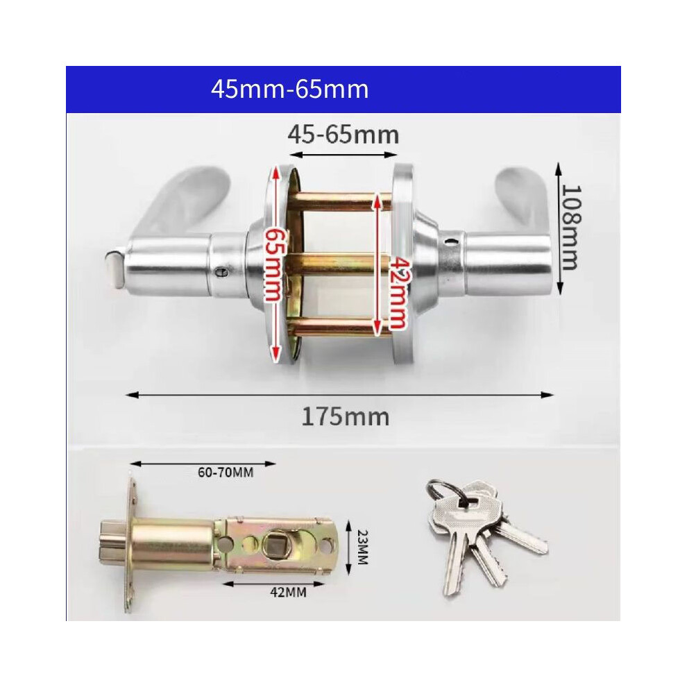 Aluminum Alloy Door Handle Lock Kit, 45-65mm Thickness, with Core Latch & Keys-image-OPC-PMGVZVH-NEW