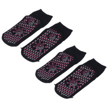 Warm Heated Socks Black 4Pcs Universal Size Cotton & Tourmaline