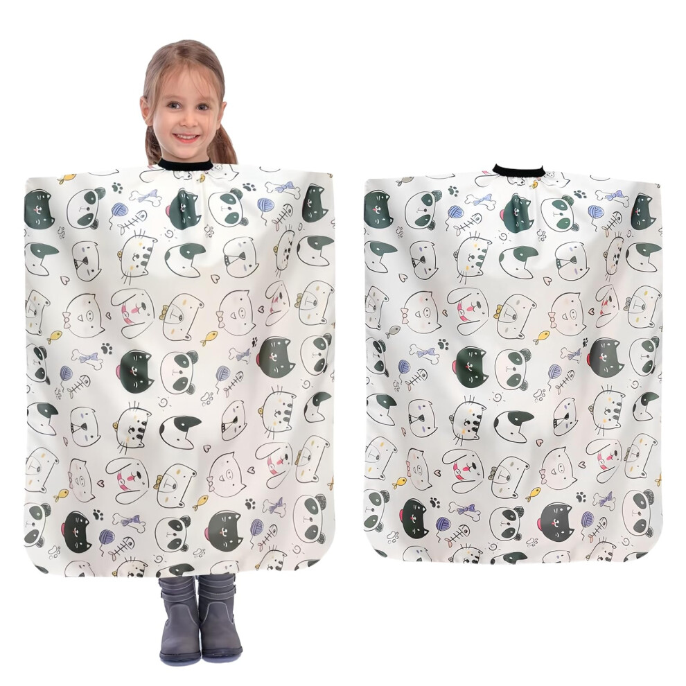 Kids Haircut Capes Two Pack Waterproof Hairdressing Cape With Cute Cartoon Animals For Boys And Girls