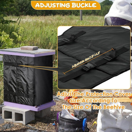 Bee Hive Winter Insulation Windproof Coldproof Wrap 600D Oxford Cloth Adjustable Beehive Box Protective Cover 1