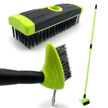 (Green - 3 in 1 Weed brush) 3 in 1 Weed Brush Garden Outdoor Patio Weeding Broom for Clearing Paths and Driveways Set Tool - Wire Brush Broom