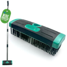 (Dark Green Wire Brush ONLY) 3 in 1 Weed Brush Garden Outdoor Patio Weeding Broom for Clearing Paths and Driveways Set Tool - Wire Brush Broom