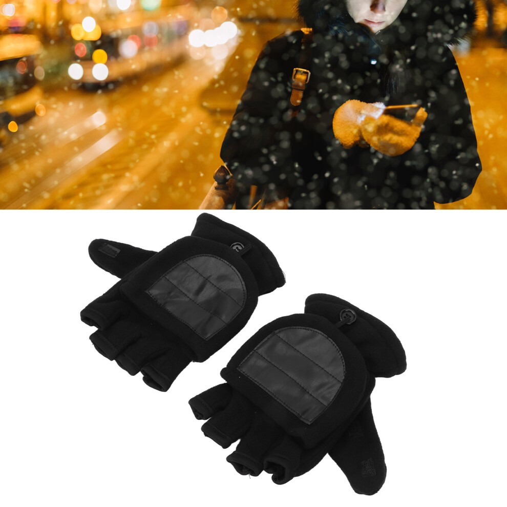 Black Usb Heating Half Finger Gloves Re Usable, Washable Electrict