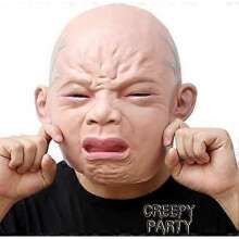 Crying Baby Mask Human Realistic Latex Full Head Mask Halloween Costume Party Carnival Cosplay
