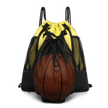 Drawstring Basketball Shoulder Bags Foldable Soccer Sackpack For Boys Yellow Sports Gym Bag