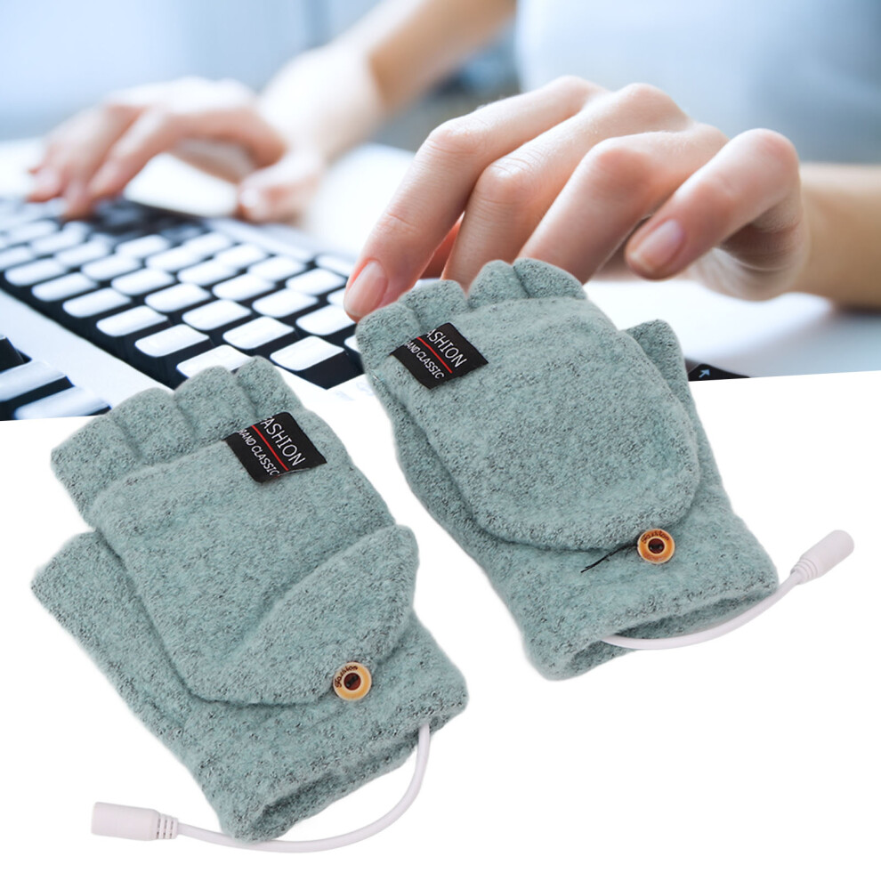 Green Electric Heated Gloves With Usb Warmth - Half Hands Design