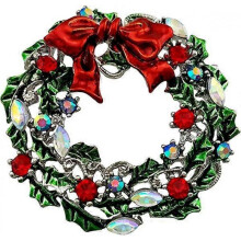Christmas Wreath Brooch Brooch Green Drop Oil Pop Jewelry Brooch Pin