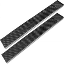 Railing Mat 23" x 3.25" Rubber Black Railing Service Spill Mat for Countertops (2-Pack)