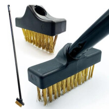 (Black - Twin Pack Weed Brush) 3 in 1 Weed Brush Garden Outdoor Patio Weeding Broom for Clearing Paths and Driveways Set Tool - Wire Brush Broom