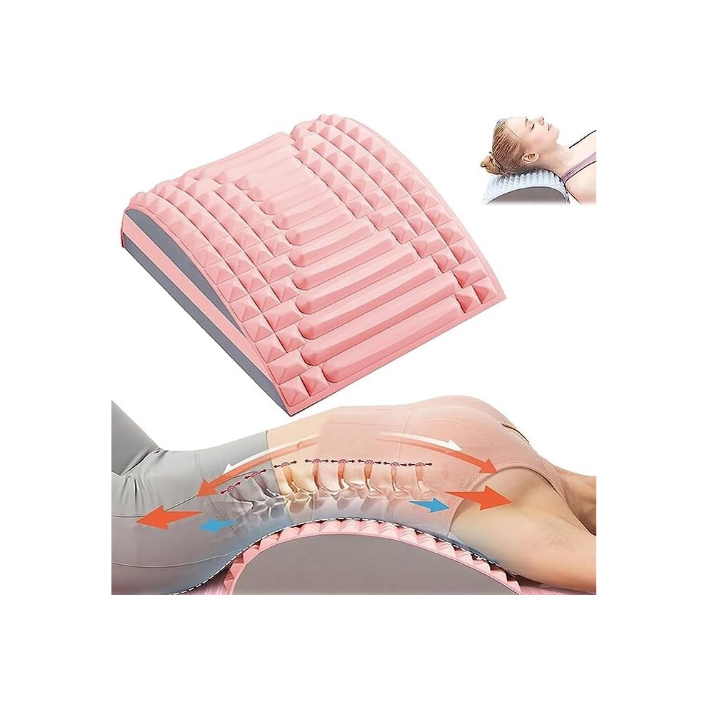 Neck and Back Stretcher, Lower Back Pain Relief, Herniated Disc, Posture Corrector Board, Scoliosis, Pink