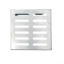 201 Stainless Steel Manhole Cover 300X300X30Mm, 3Mm Thick, Anti-Slip Brushed, Double-Row Hole Design, Outdoor Road Grate