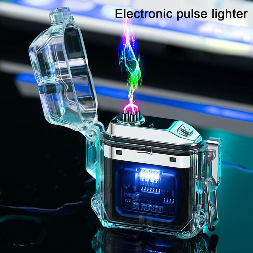 Waterproof Windproof Electric Lighter Double Arc Rechargeable for Camping BBQ