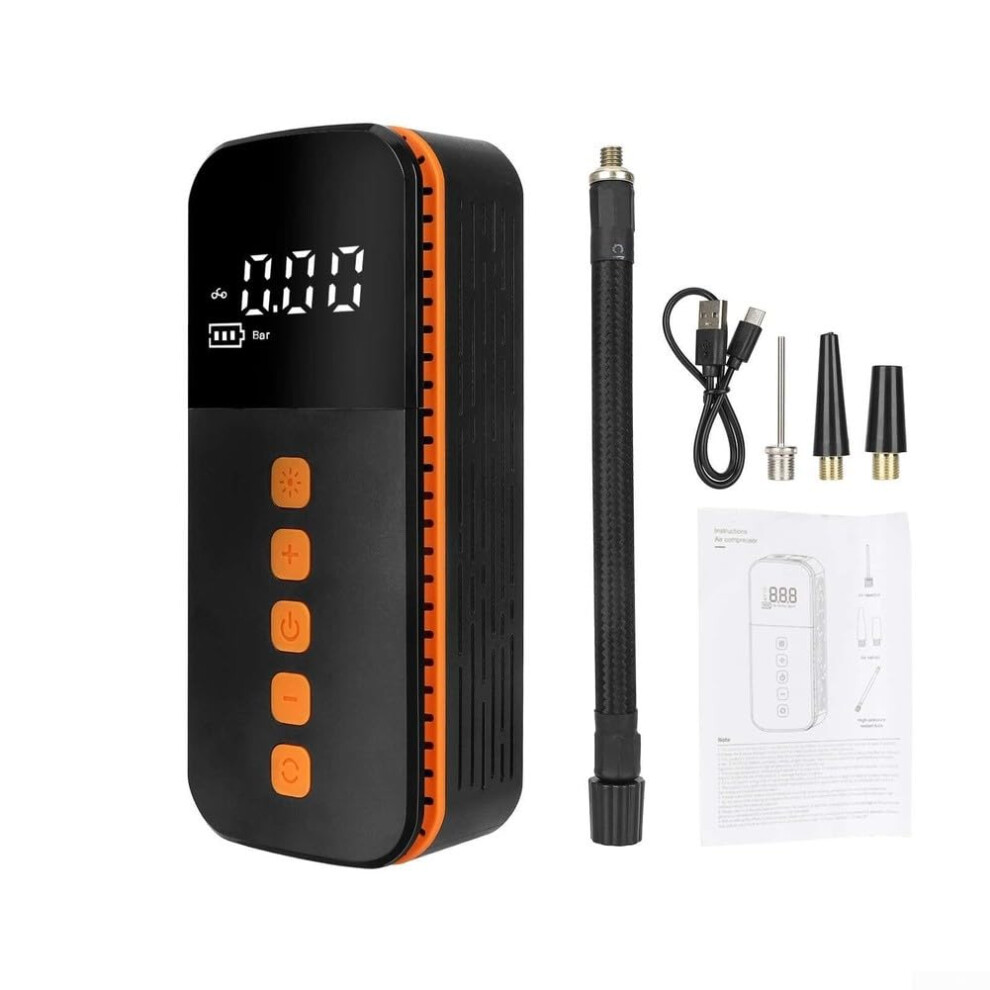 Portable Wireless Air Pump For Scooters And Bikes, Auto Shut-Off Touch Pressure Gauge, Rechargeable Battery, Lightweight 9393856671809