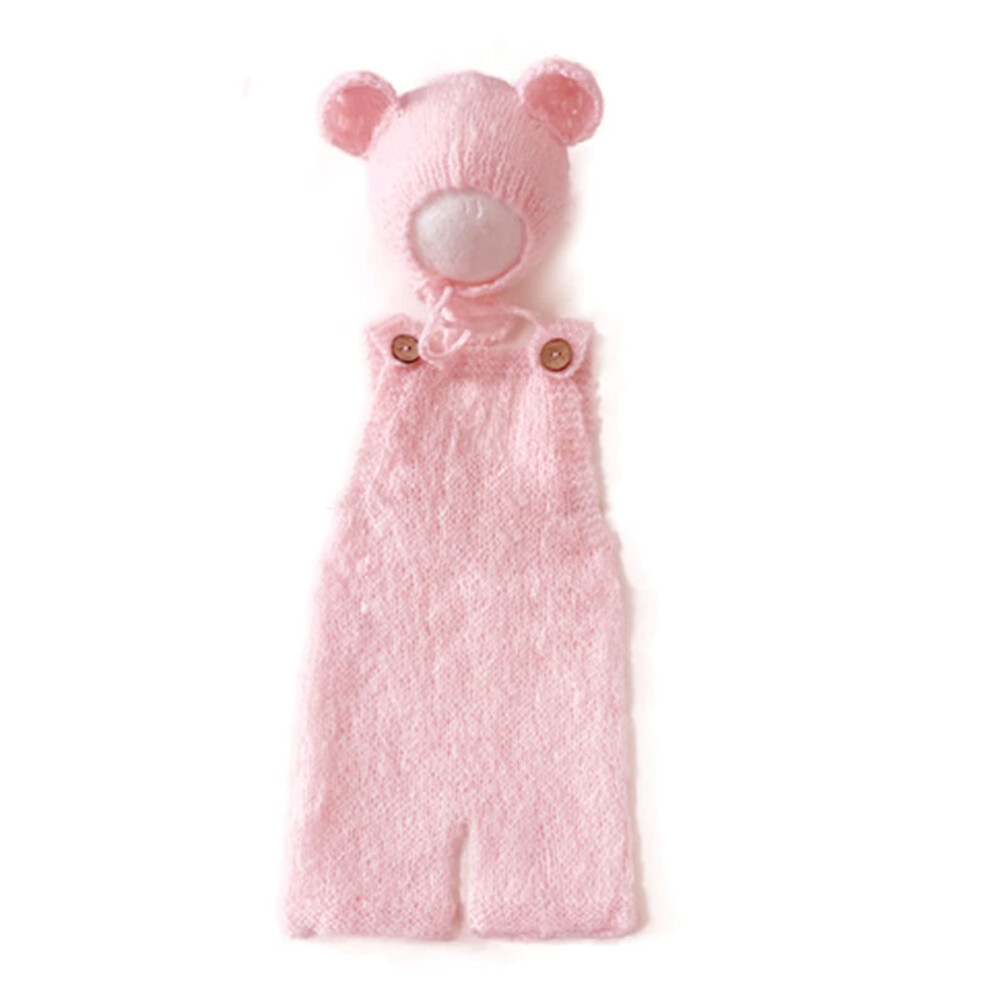Newborn Photography Props Mohair Bear Hat Bonnet Romper Bodysuit Photoshoot Costume For Boys And Girls 9354506573881