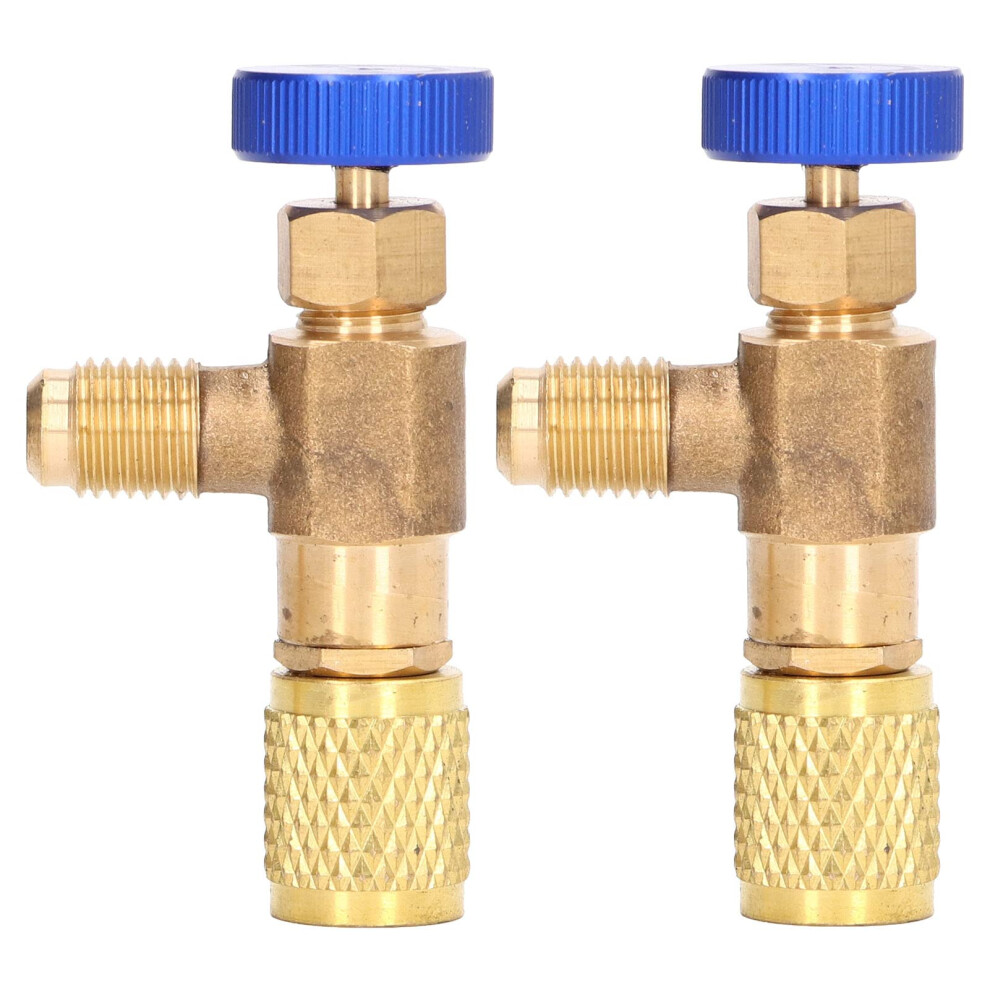 Refrigerant Control Valve And Charging Adapter Brass Construction For R22 R404 R407 1/4 Sae Thread 2 Pack 9084446653335