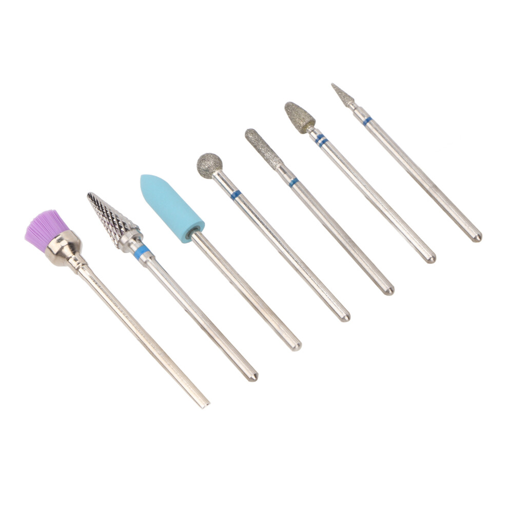 7pcs Stainless Steel Nail Drill Bits Set - Portable, Fast Removal Grinding