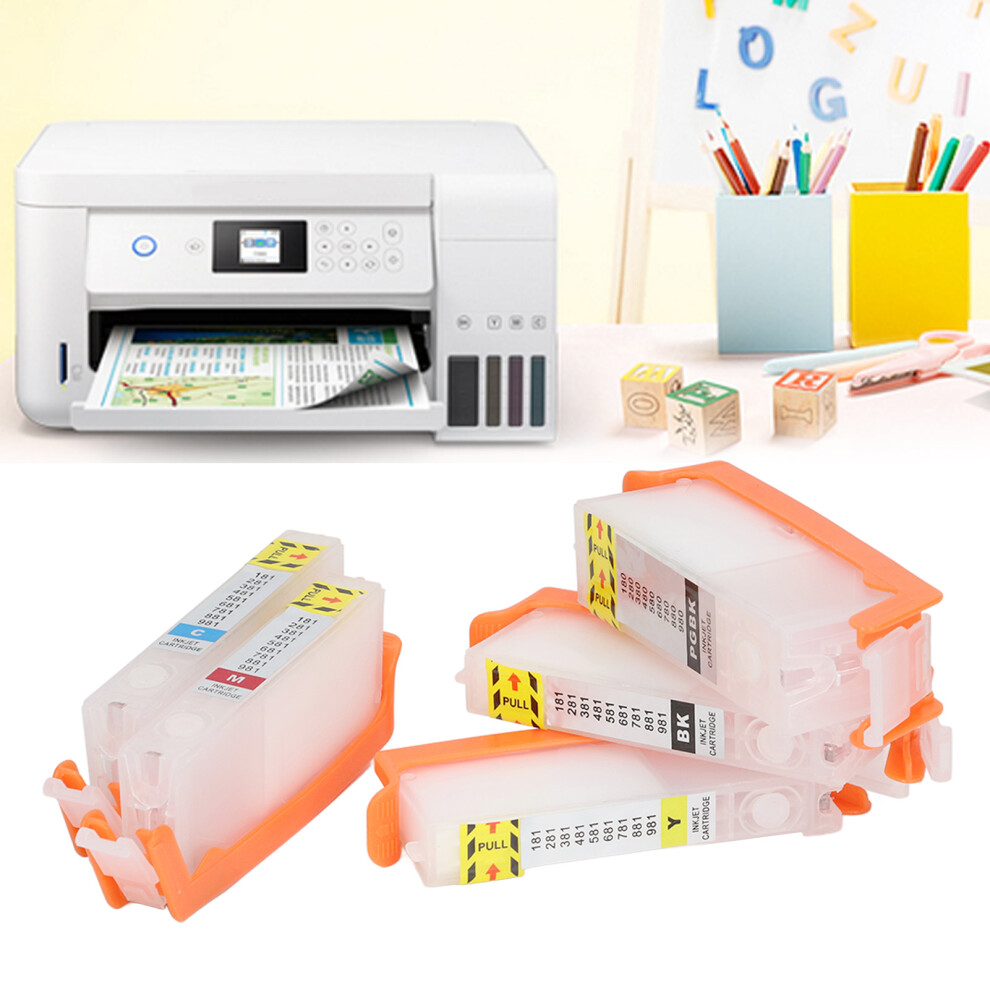 5Pcs Ink Cartridges Set Pgbk Bk C M Y, Reusable, Permanent Chip 8271356276575