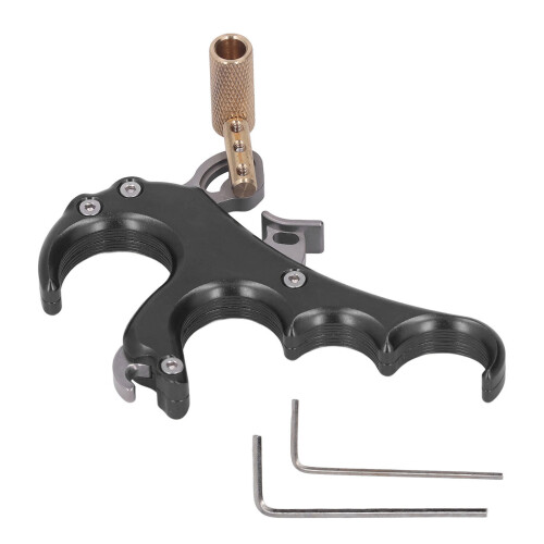 Adjustable Aluminum Alloy 4-Finger Compound Bow Release Aid Black 1