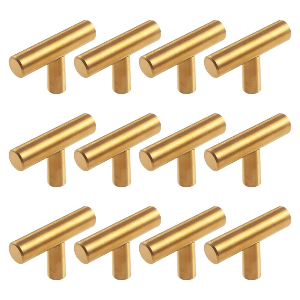 Cabinet Knobs 12-Pack 50Mm Metal Golden Single-Hole Drawer Pulls For Kitchen Cabinets Dressers Closets 9354506575045