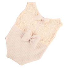 Newborn Girl Photography Outfit Bow Design Romper Soft Fabric Beige Color Photoshoots Newborn Size